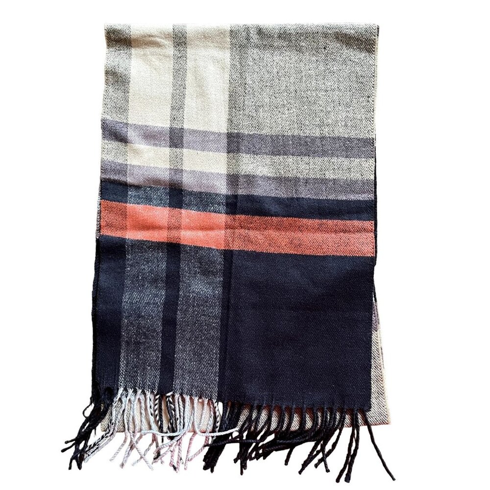 Cashmere Mens Neck Scarf Plaid Italy Design Soft Fringed u